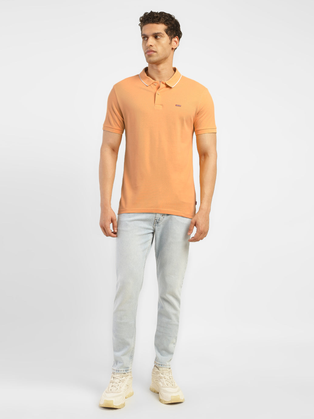 Men's Solid Polo T-shirt - ModelFront View