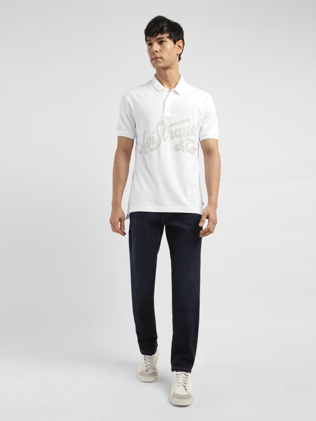 Men's Brand Logo Polo T-shirt - ModelFront View
