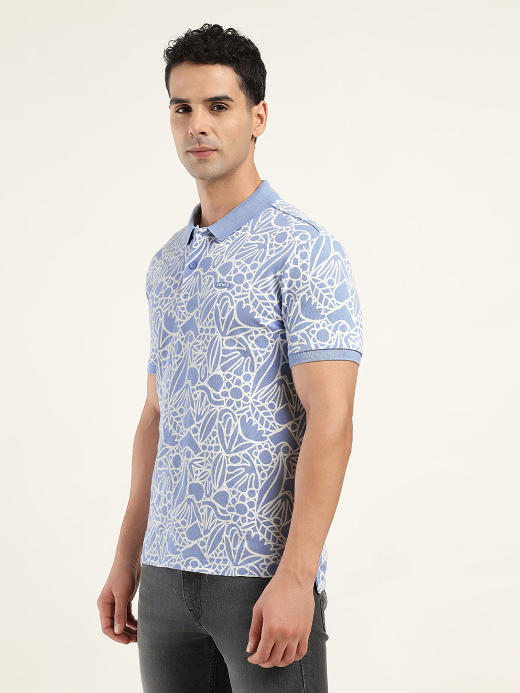 Men's Printed Polo T-shirt - Side View