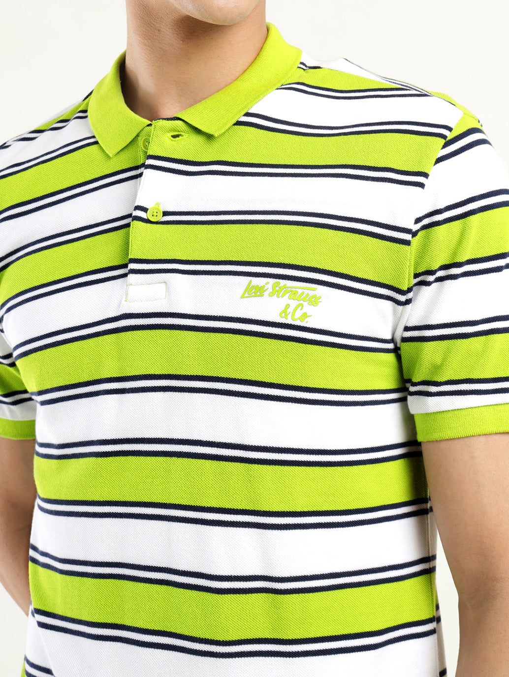 Men's Striped Polo T-shirt - Detail View