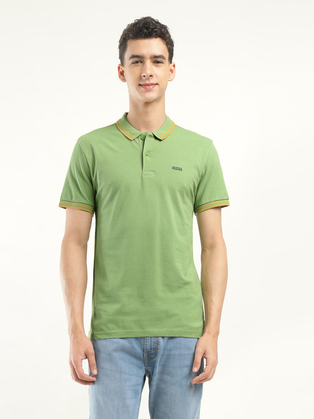 Men's Solid Polo T-Shirt - Front View