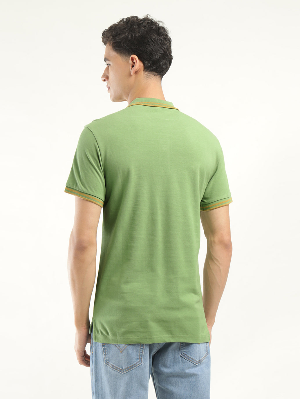 Men's Solid Polo T-Shirt - Back View