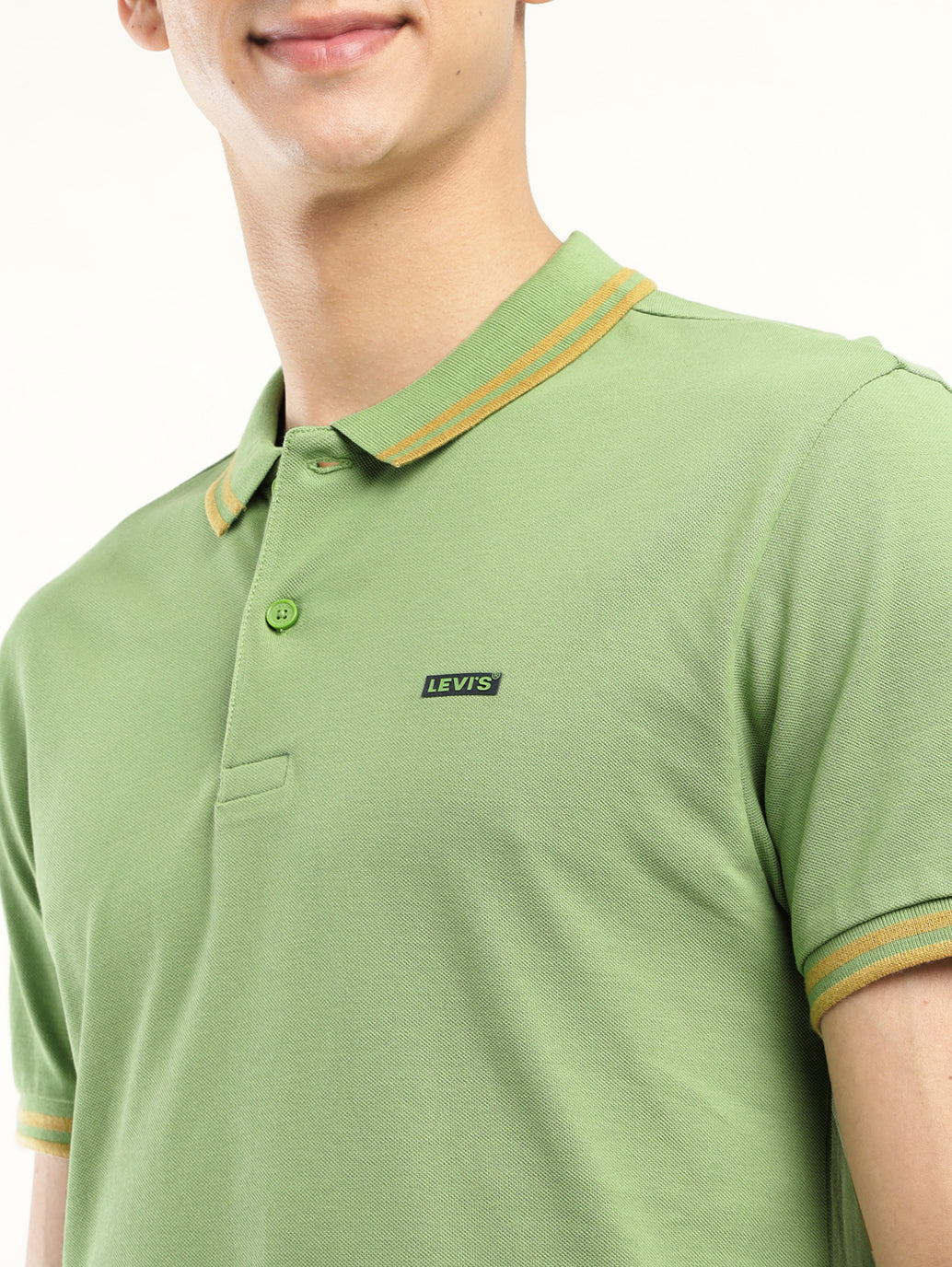 Men's Solid Polo T-Shirt - Detail View