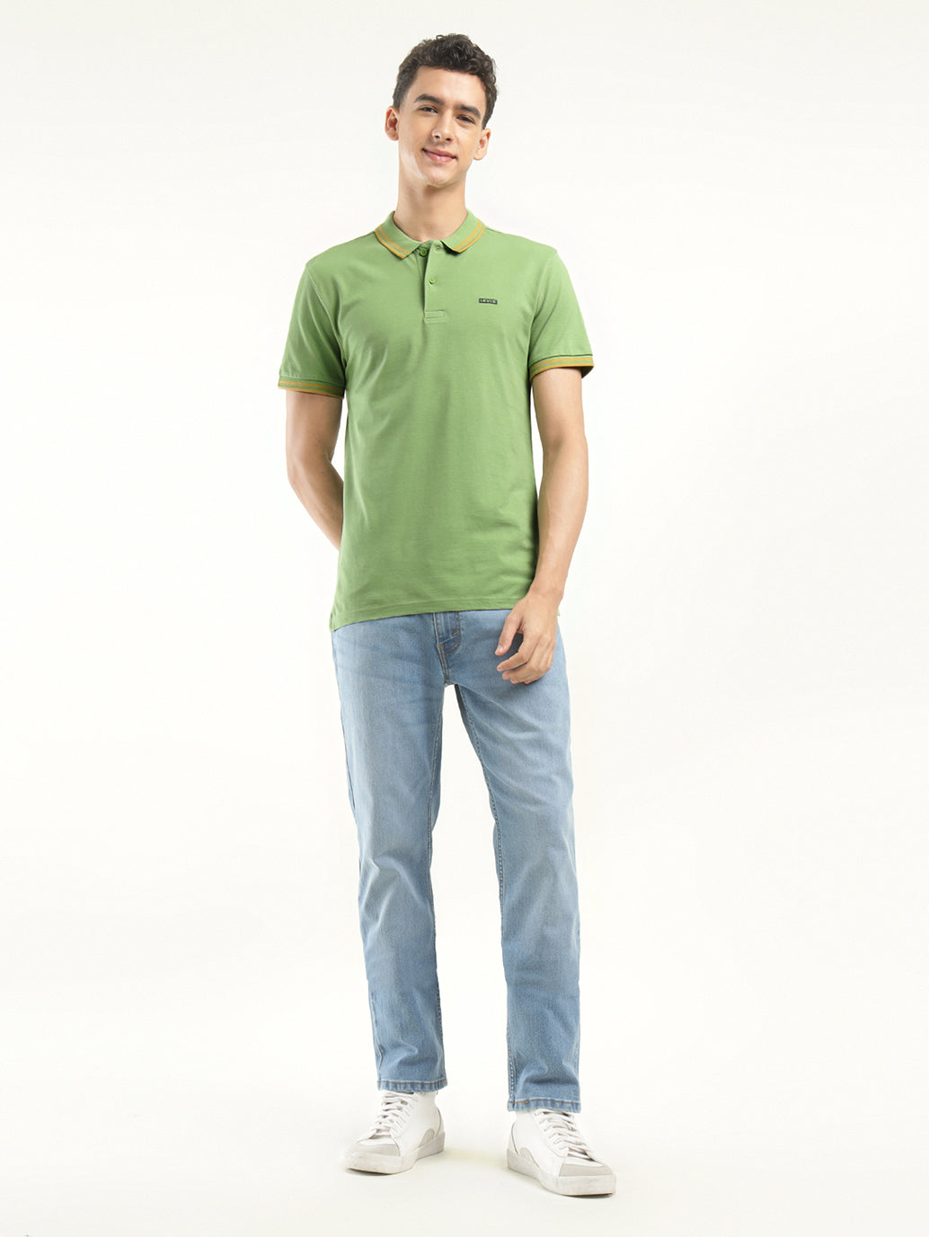 Men's Solid Polo T-Shirt - ModelFront View