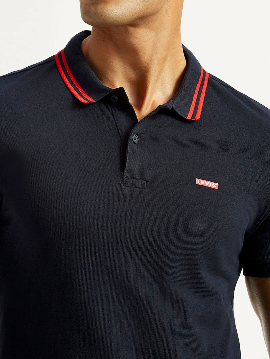 Men's Solid Polo T-Shirt - Detail View