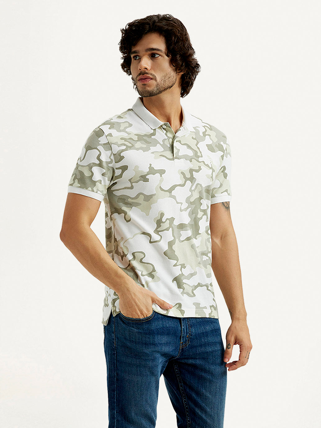 Men's Pure Cotton Slim Fit Polo T-shirt - Side View