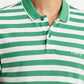 Men's Striped Green Slim Fit Polo T-shirt - Detail View