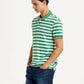 Men's Striped Green Slim Fit Polo T-shirt - Side View
