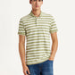 Men's Striped Olive Slim Fit Polo T-shirt - Front View