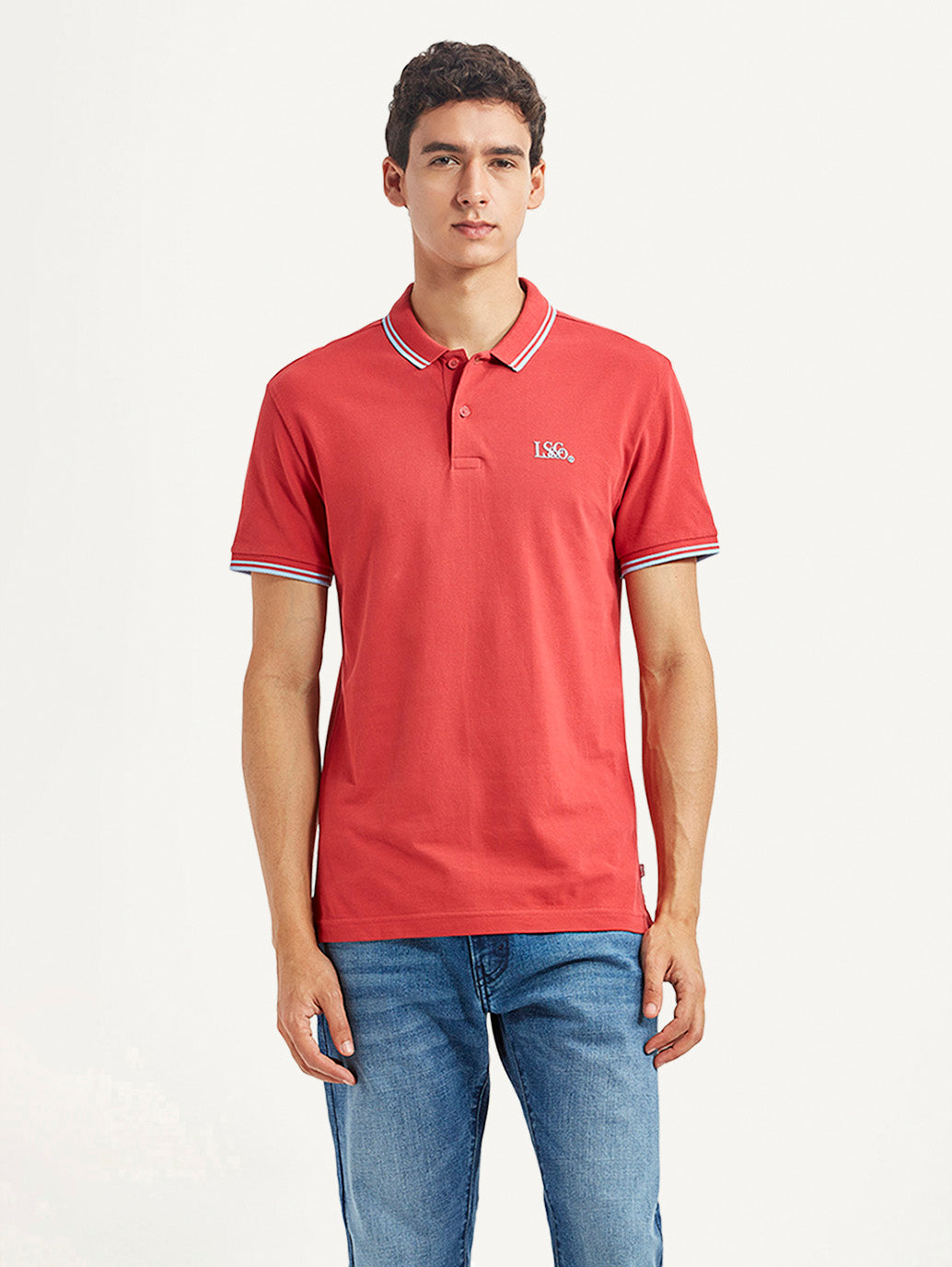 Men's Solid Red Slim Fit Polo T-shirt