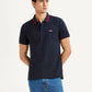 Men's Solid Navy Slim Fit Polo T-shirt - Styleshot View
