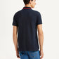 Men's Solid Navy Slim Fit Polo T-shirt - Back View