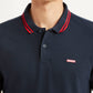 Men's Solid Navy Slim Fit Polo T-shirt - Detail View