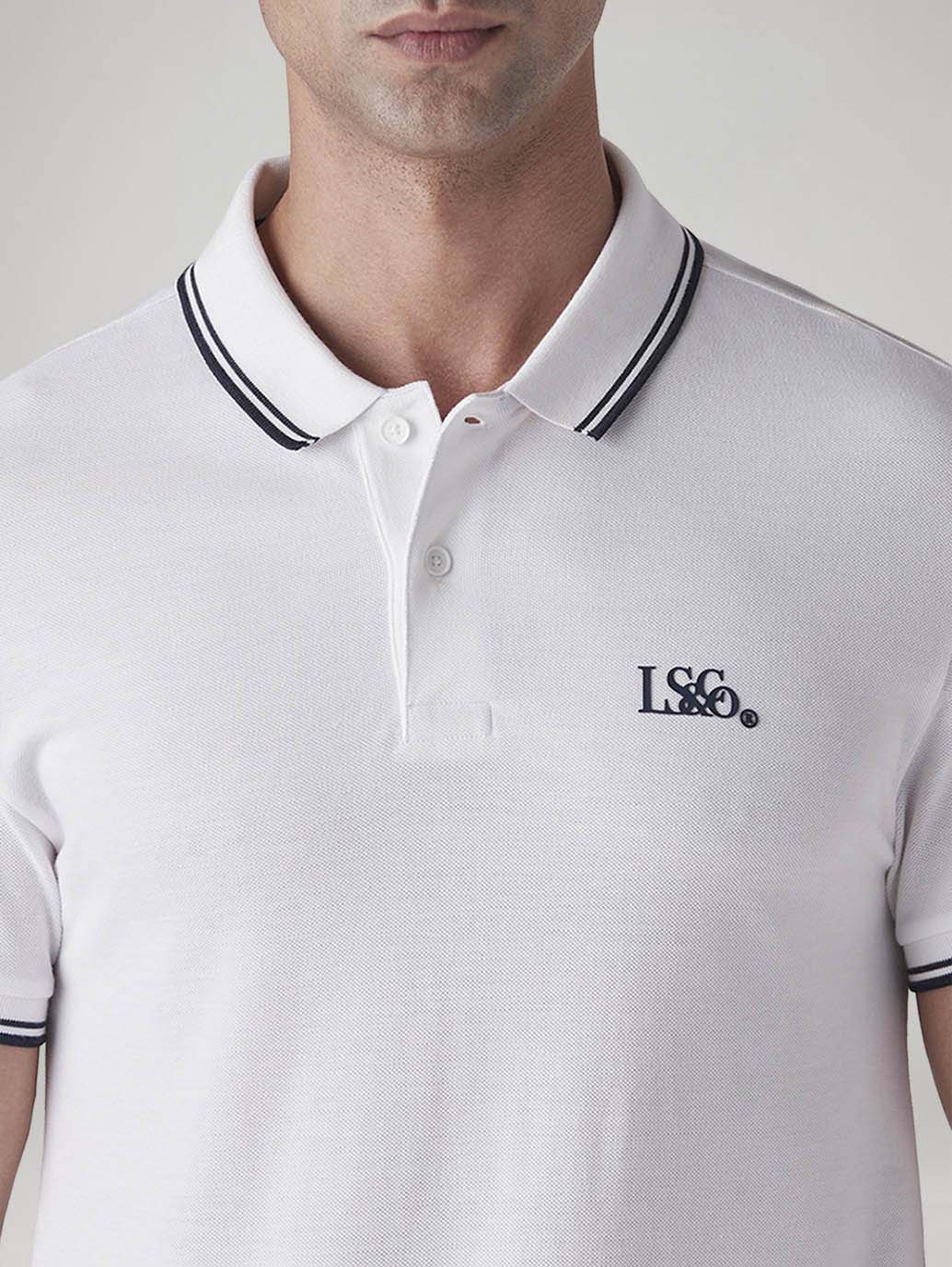 Men's Logo Printed Slim Fit Pique Polo T-Shirt - Detail View