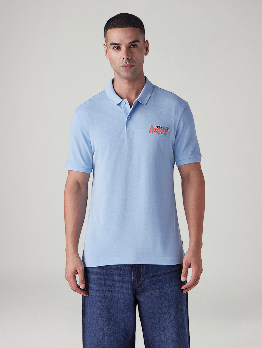 Men's Graphic Print Slim Fit Pique Polo T-Shirt - Front View