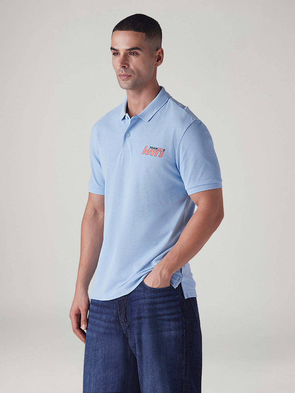 Men's Graphic Print Slim Fit Pique Polo T-Shirt - Side View