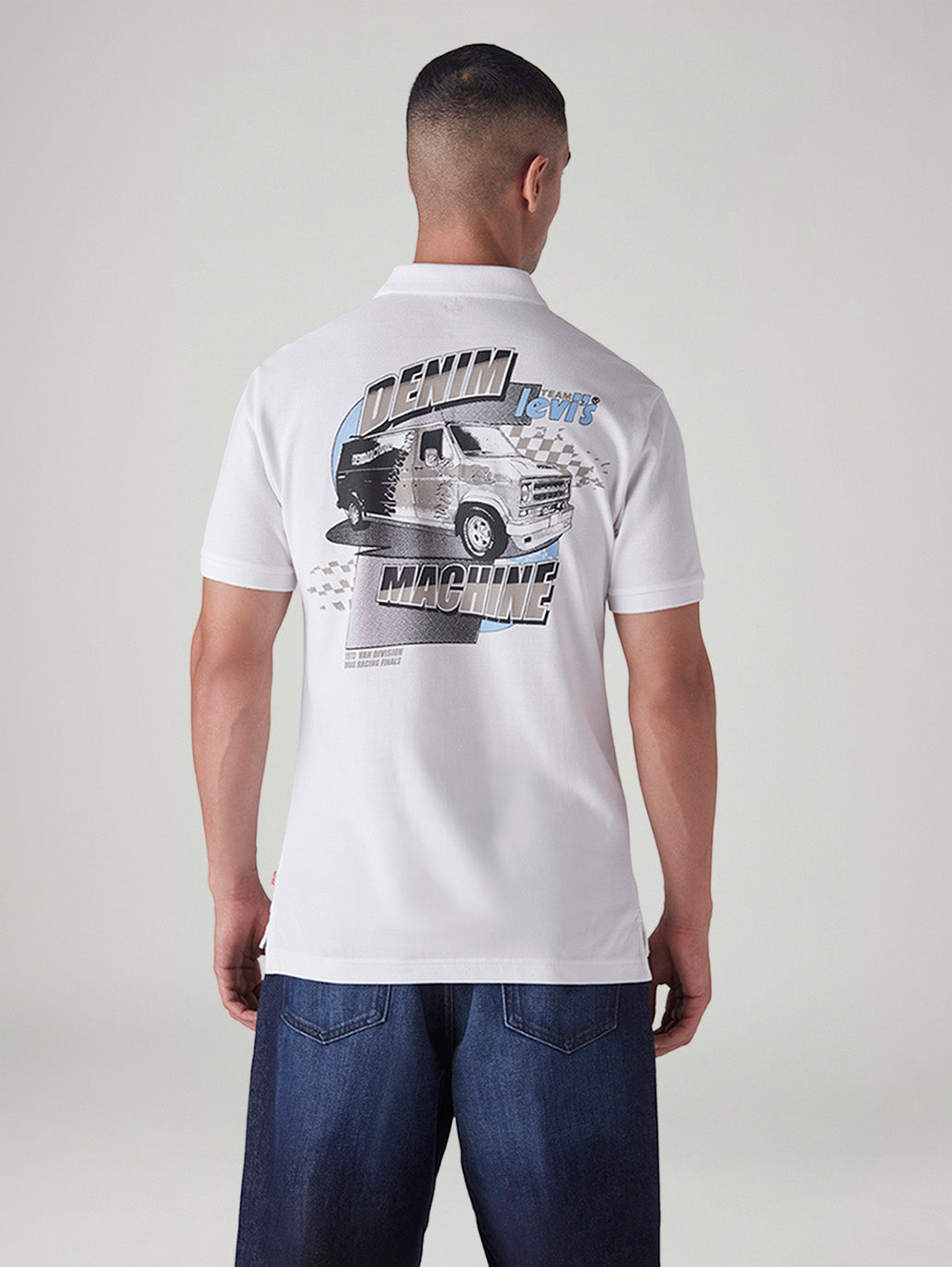 Men's Graphic Print Slim Fit Pique Polo T-Shirt - Back View