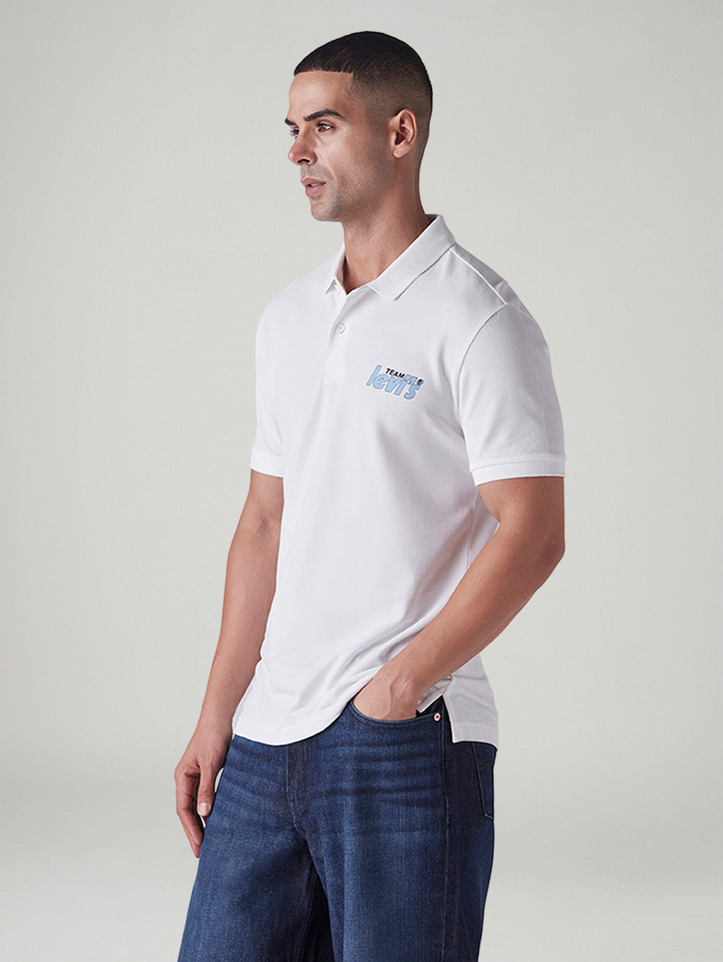 Men's Graphic Print Slim Fit Pique Polo T-Shirt - Side View