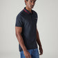 Men's Solid Black Slim Fit Pique Polo T-shirt - Side View