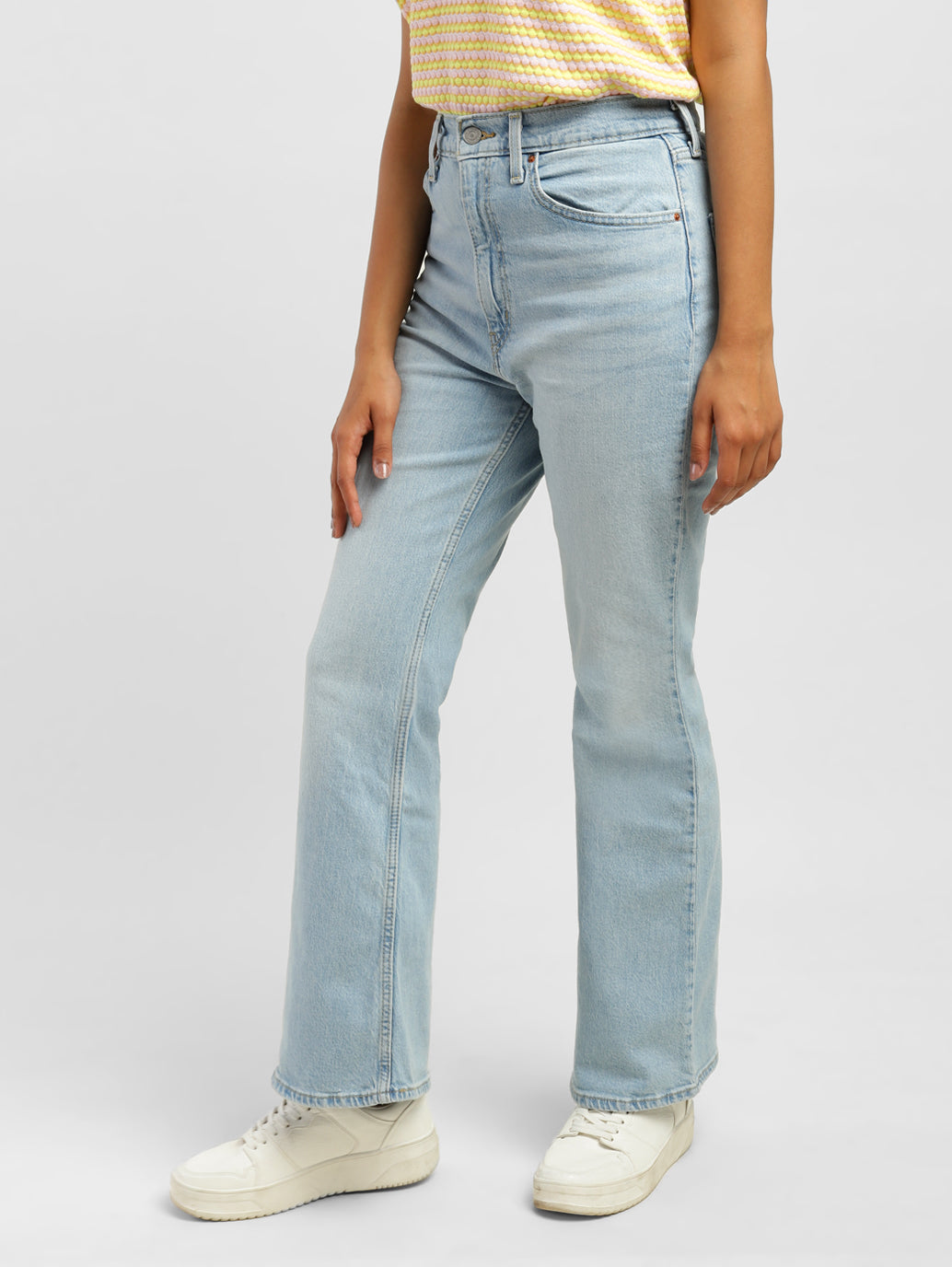 Women's 70s Blue Flared Fit High Rise Jeans - f6e612cd-1b12-47c3-a5bc-fd500ac3b3d5 View