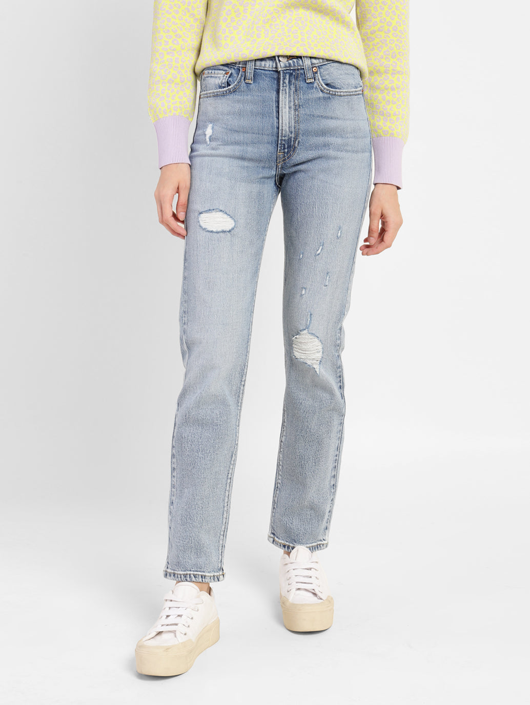 Women's 70s Blue Flared Fit High Rise Jeans - d4be7285-7df4-4722-86eb-6806ecb1fe54 View