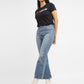Women's 70s Blue Flared Fit High Rise Jeans - ec1a656a-fb31-4d9e-99da-04677e5ac3b3 View