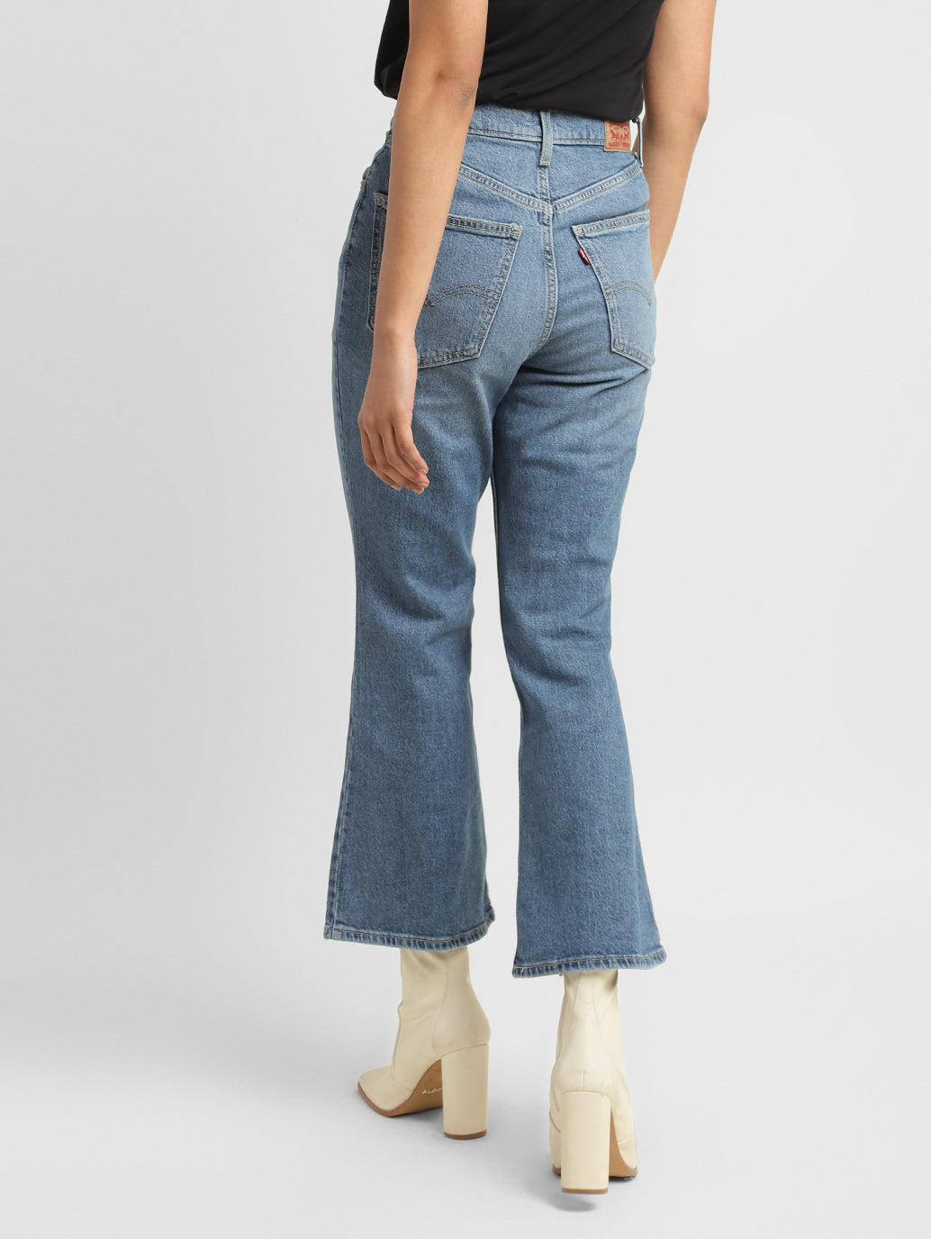 Women's 70s Blue Flared Fit High Rise Jeans - b216631a-9287-4e48-9726-4cc0b3e2e5e4 View