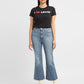 Women's 70s Blue Flared Fit High Rise Jeans - 6ac7b532-2370-4994-99c6-ff51ec409510 View