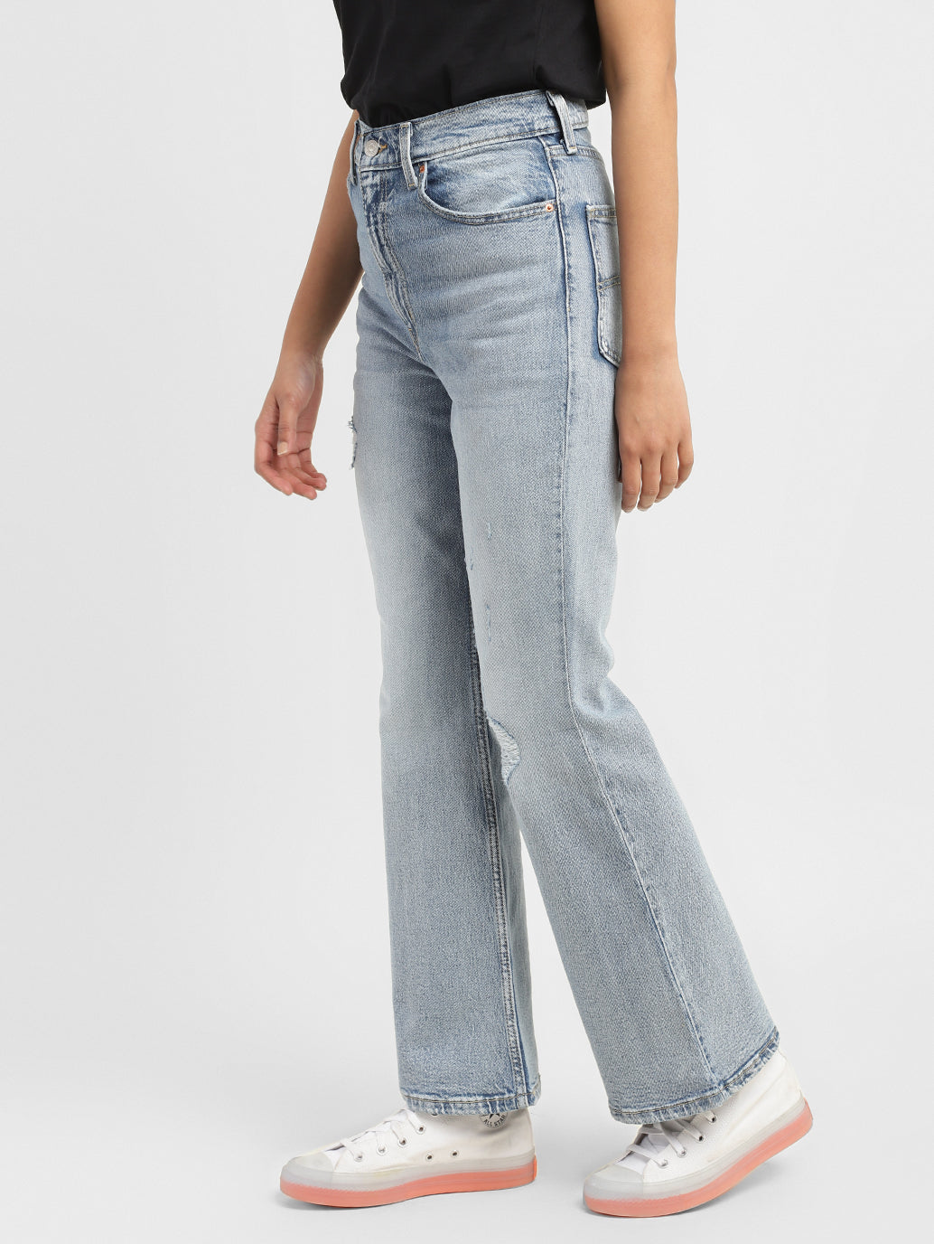 Women's 70s Blue Flared Fit High Rise Jeans - cb17d89c-4ec6-4c68-8ce6-fd283b784d46 View