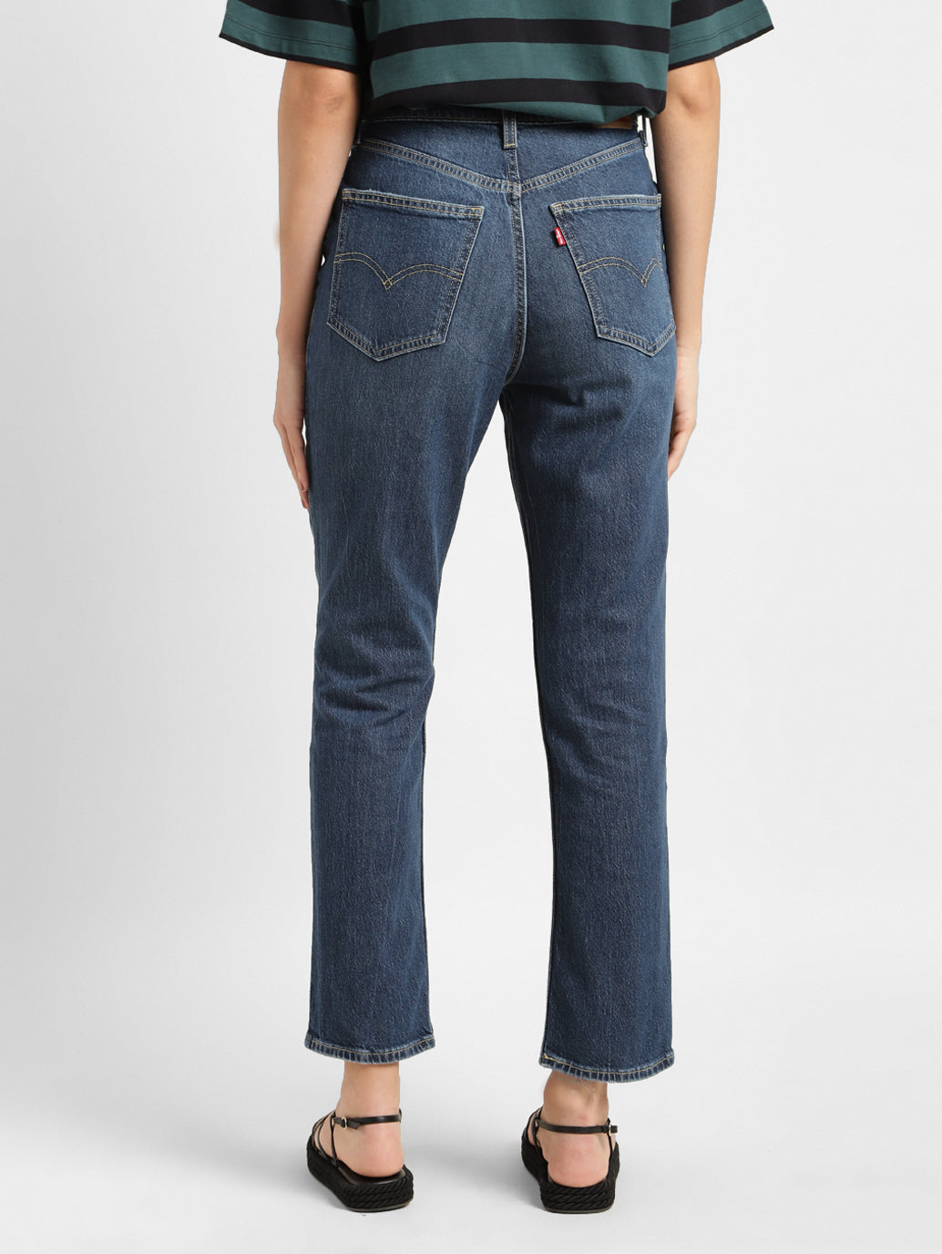 Women's 70s Blue Straight Fit High Rise Jeans - 90462c2a-ac75-46f2-8620-b7acc5975398 View