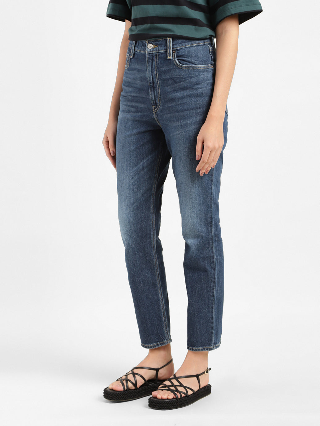 Women's 70s Blue Straight Fit High Rise Jeans - c04cbada-e687-4516-94b9-5e2b0353b16a View