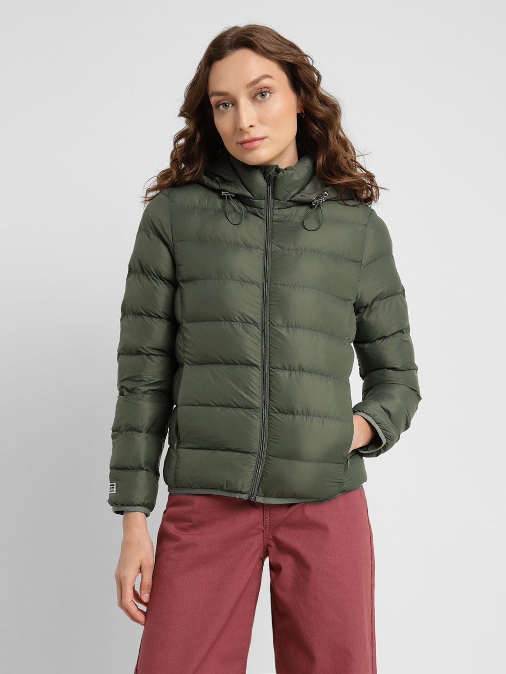 Women's Solid Hooded Quilted Jacket - fd5b24e3-2297-42d2-b452-5a8864ad37c9 View