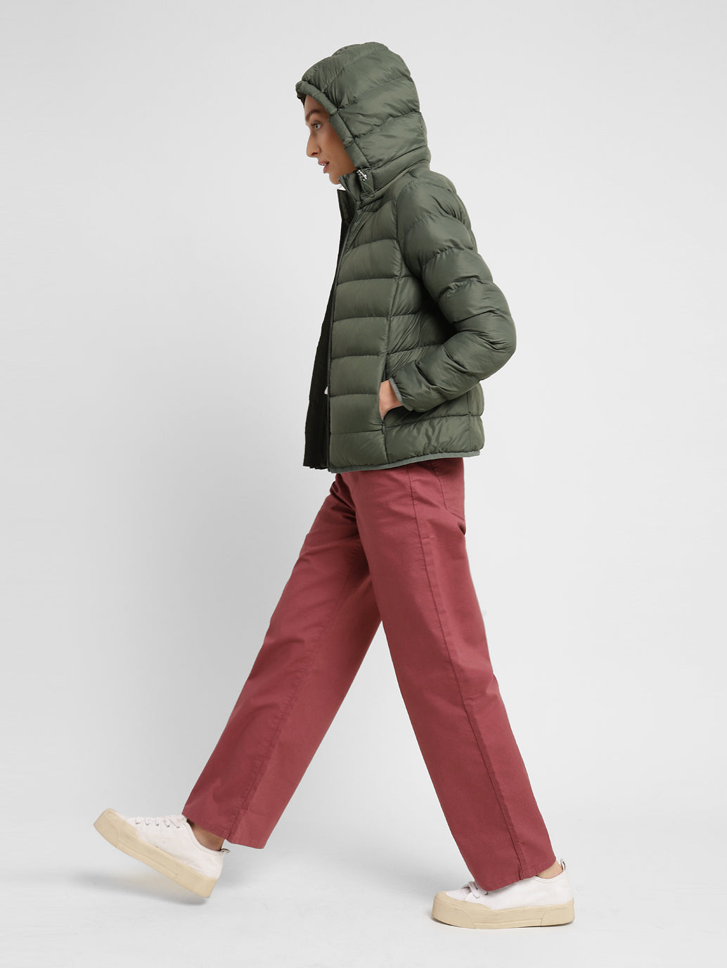 Women's Solid Hooded Quilted Jacket - 7e8e4a35-c2e4-4f29-abe9-dd998fd5addf View