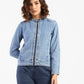 Women's Solid Band Neck Denim Jacket - 22011f29-c7bd-4452-8275-978f9656a036 View