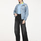 Women's Floral Print Blue Spread Collar Denim Trucker Jacket - 7 View