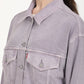 Women's Solid Purple Spread Collar Denim Trucker Jacket - Detail View