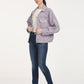 Women's Solid Purple Spread Collar Denim Trucker Jacket - 7 View