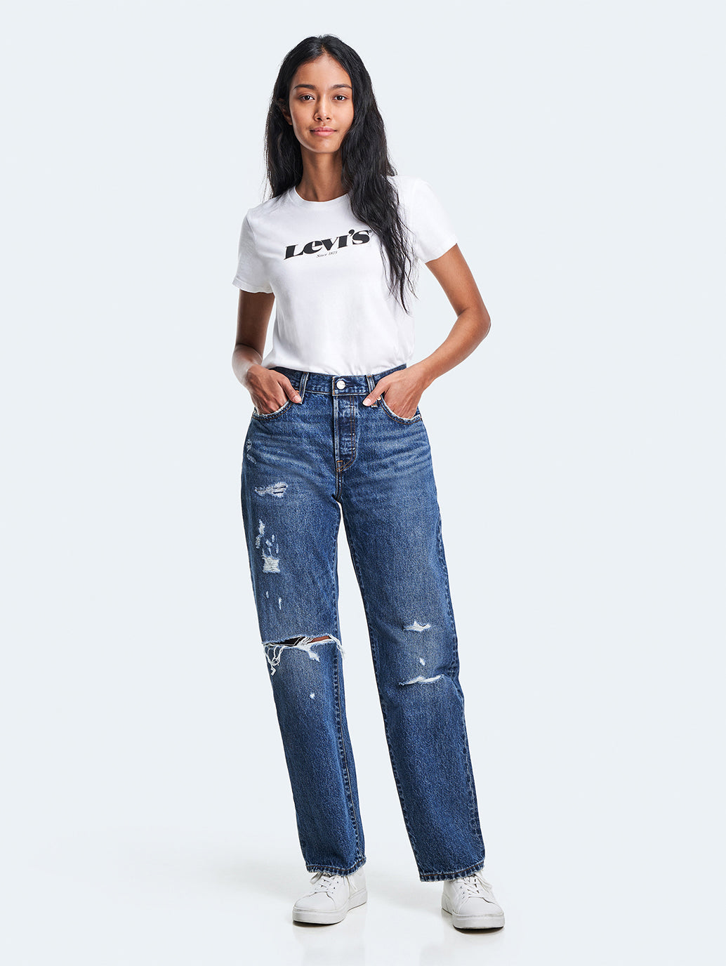 Women's 501'90 Blue Straight Fit High Rise Jeans - 2d9ea61f-9729-4887-a708-56c49d280e80 View