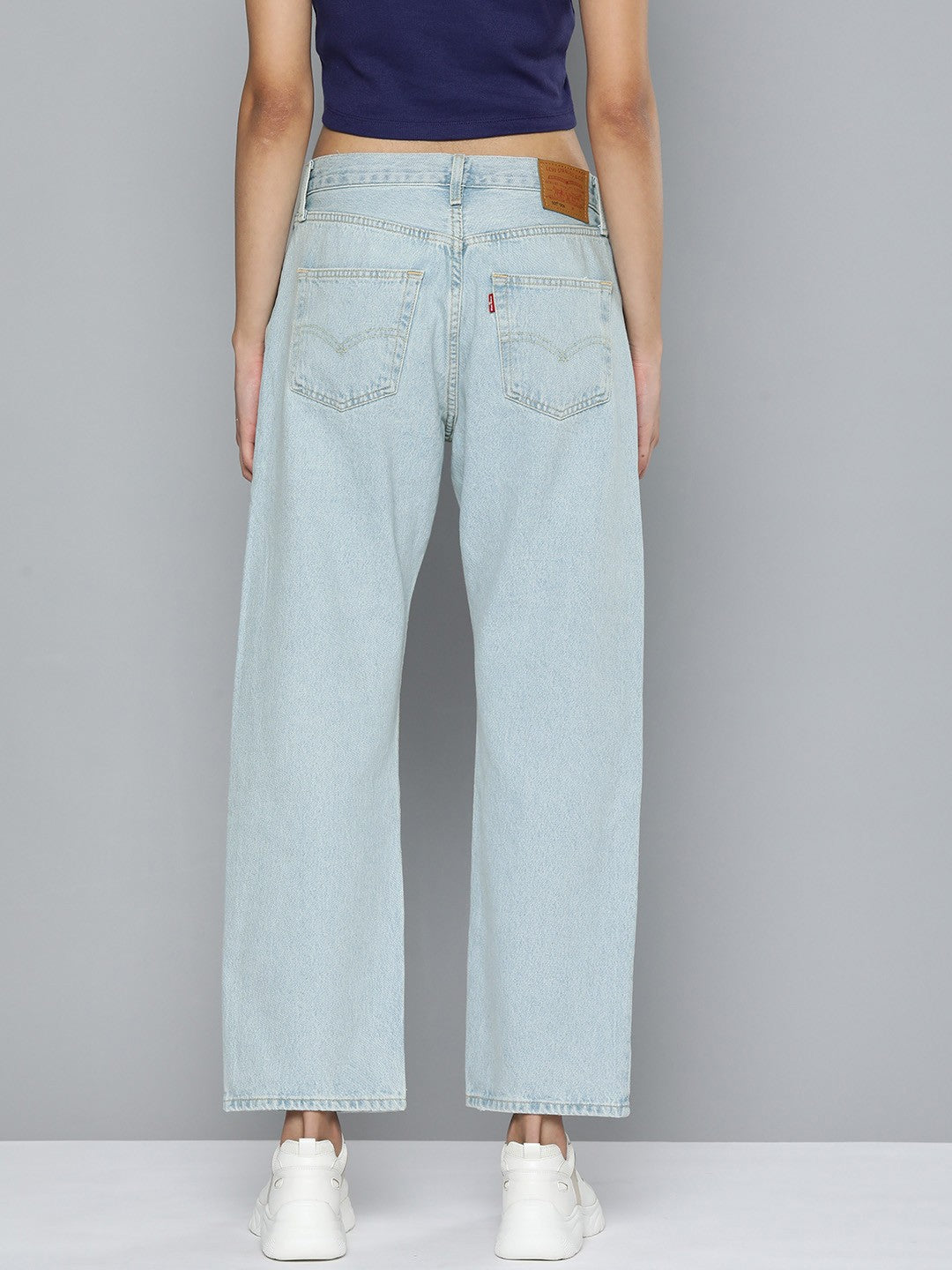 Women's 501'90 Blue Straight Fit Mid Rise Jeans - Back View