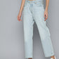 Women's 501'90 Blue Straight Fit Mid Rise Jeans - side View