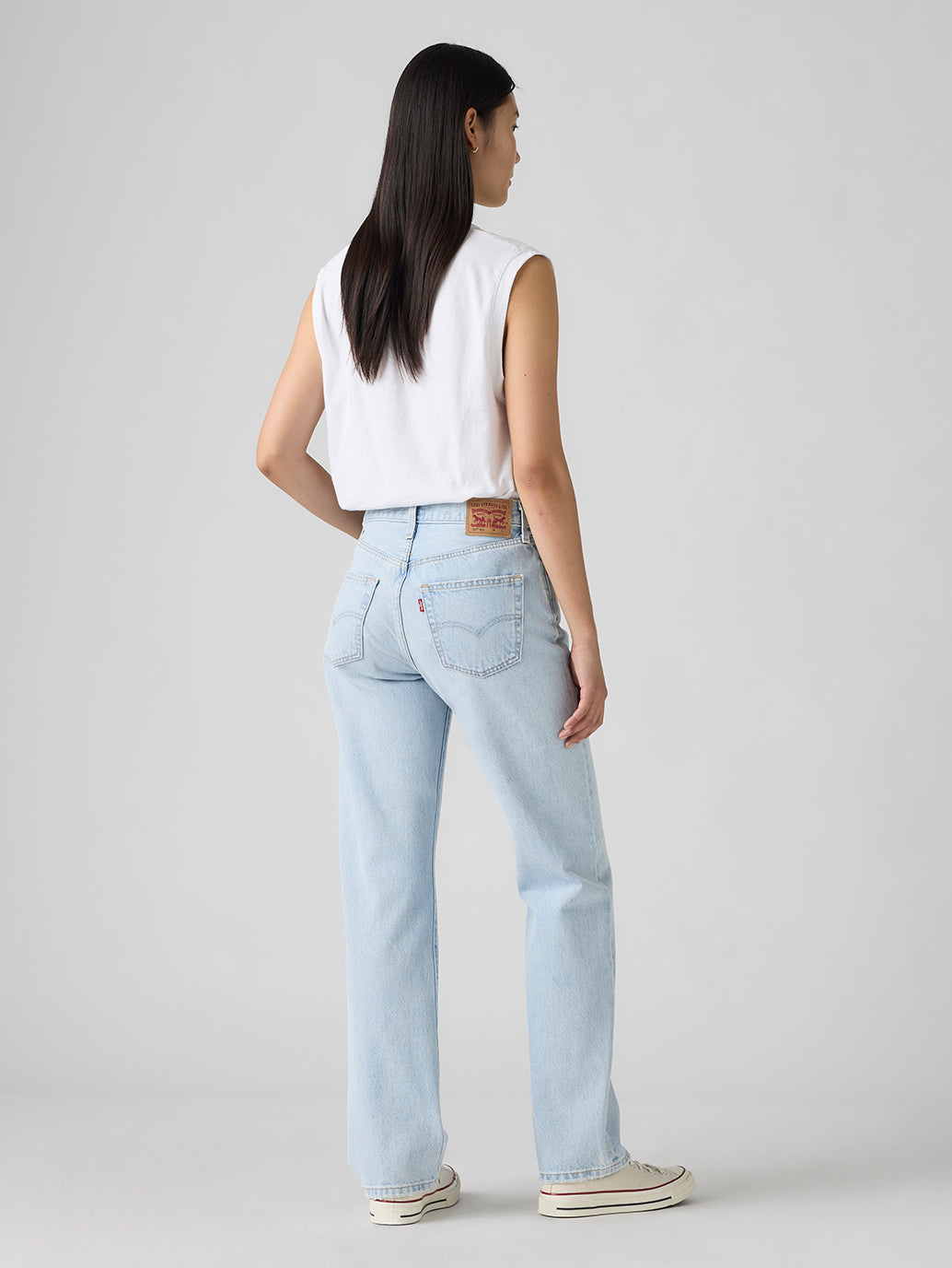 Women's 501'90s Light Indigo Straight Fit Mid Rise Jeans - Back View