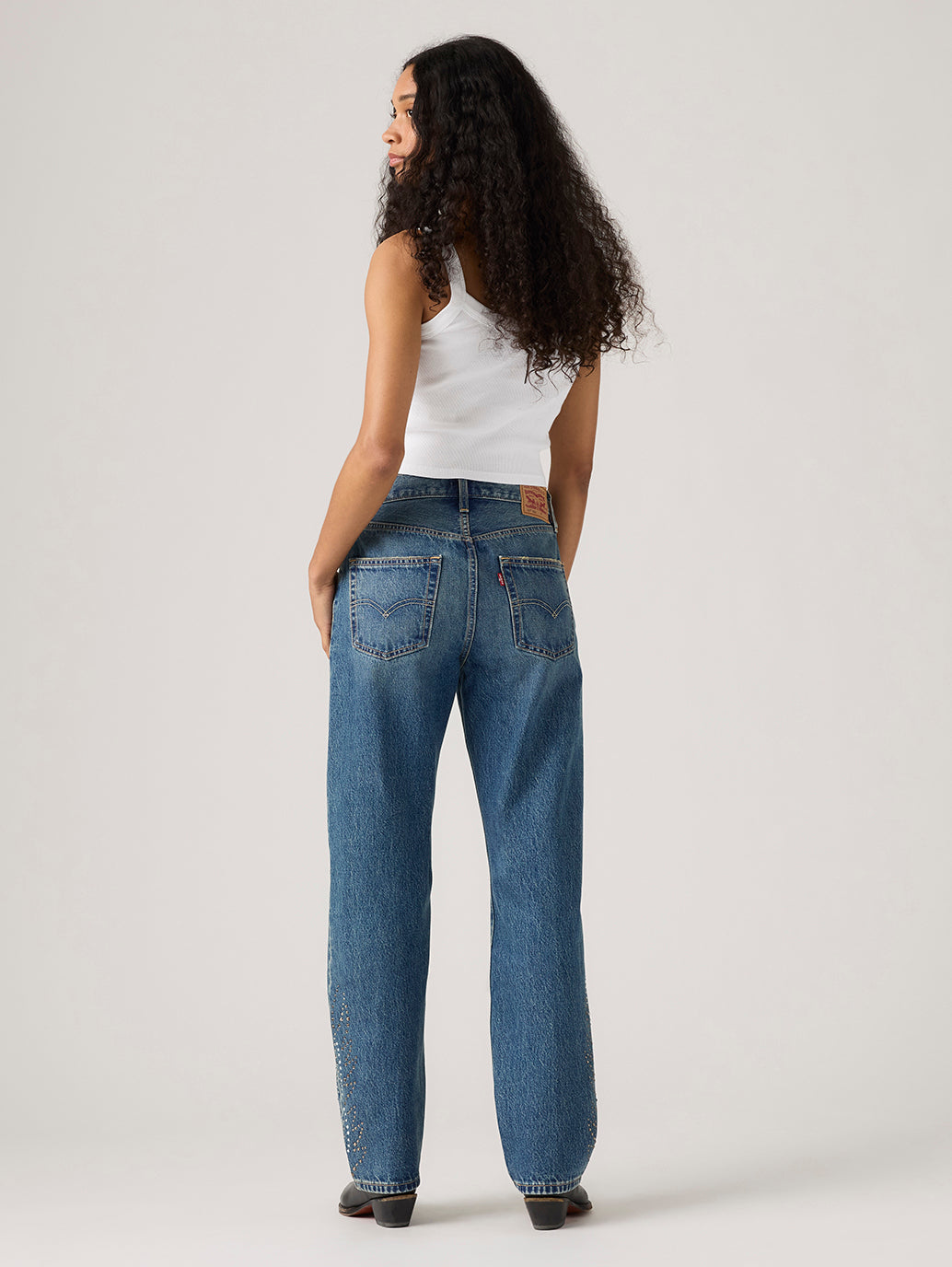Women's 501'90s Dark Indigo Straight Fit Mid Rise Jeans - Back View
