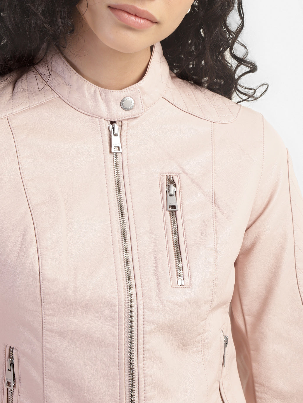 Women's Solid Band Neck Jackets - 4258e070-4dc8-4f65-ba18-3d9746a7ae34 View