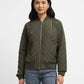 Women's Solid Green Collar Neck Bomber Jacket - 7ca15b43-3145-4190-b272-ab5999297da1 View