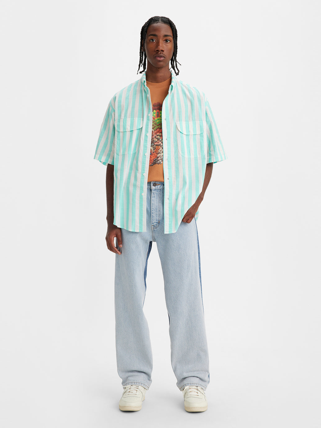 Men's Indigo Loose Fit Mid Rise Jeans
