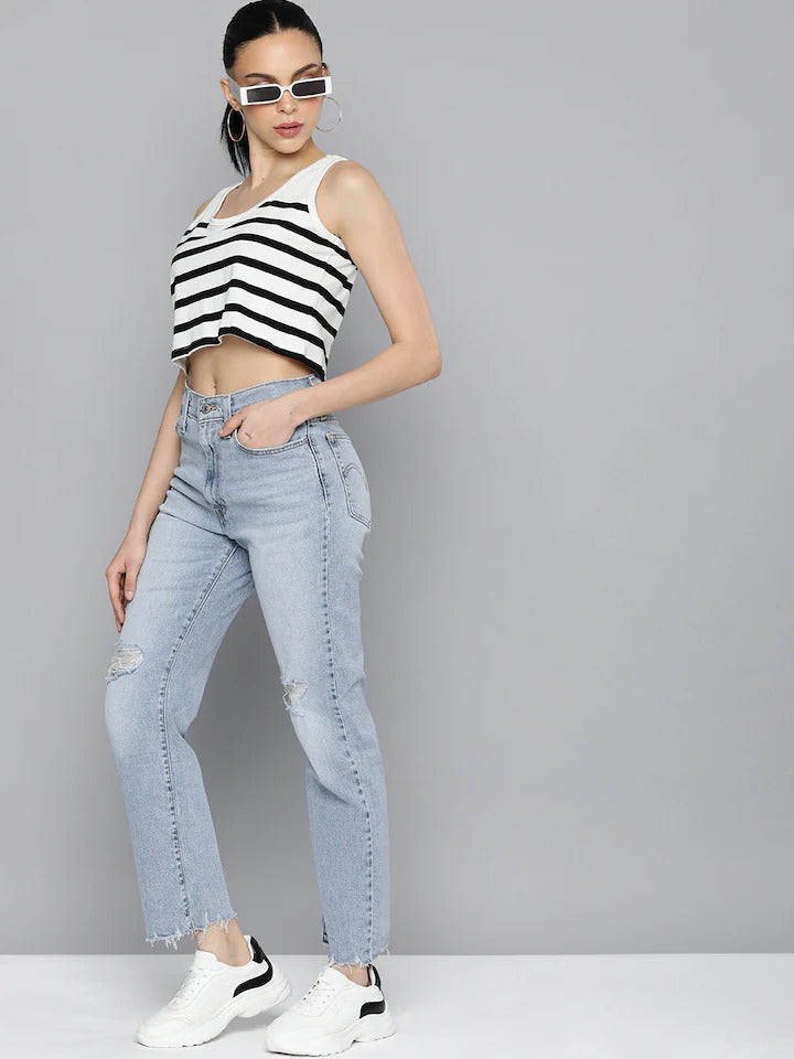Women's Blue Wedgie Straight Fit High Rise Jeans - A250400211 View