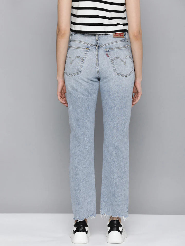 Women's Blue Wedgie Straight Fit High Rise Jeans - A250400212 View