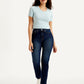 Women's Navy Blue Wedgie Straight Fit Mid Rise Jeans - Front View