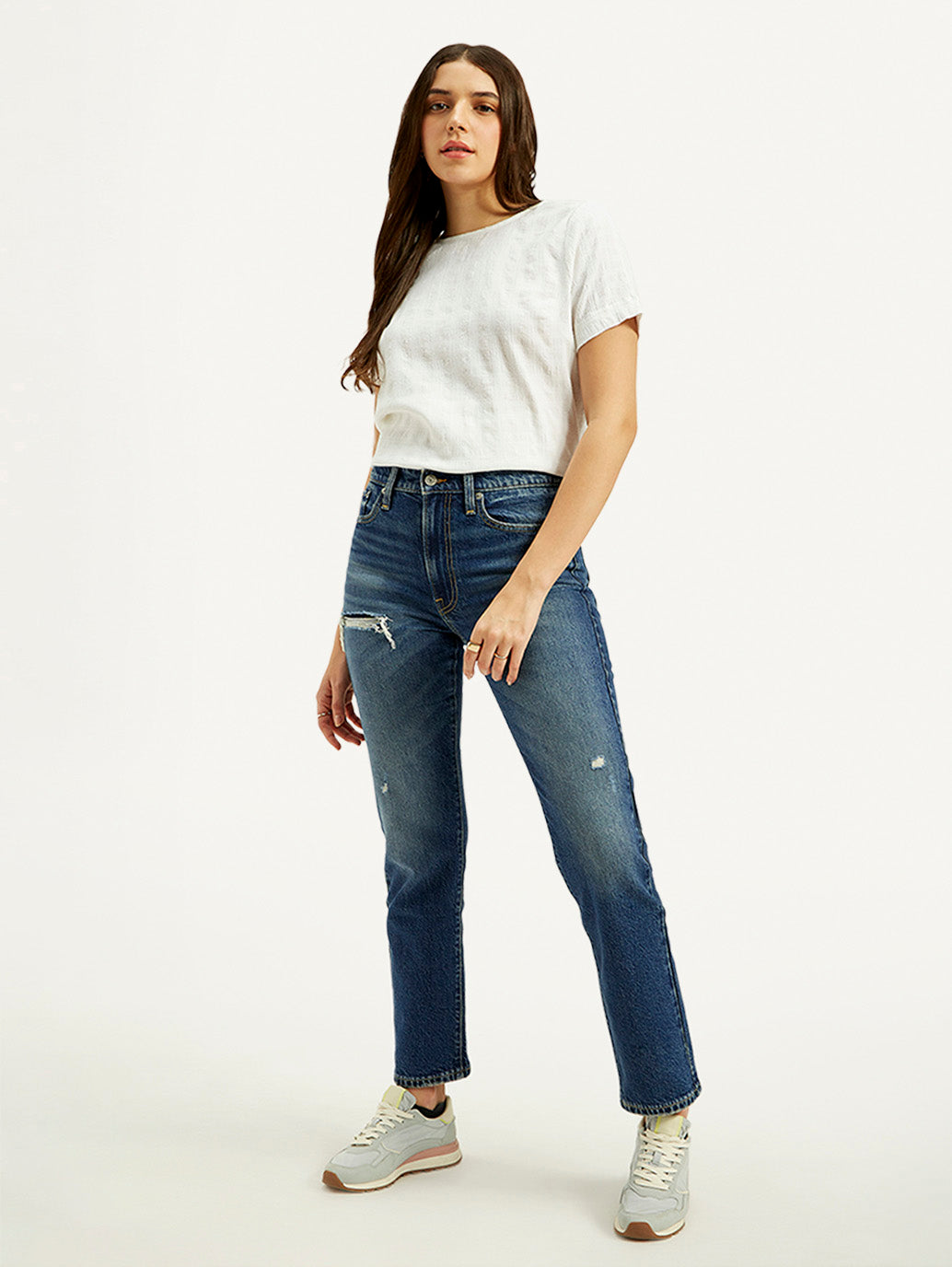 Women's Blue Wedgie Straight Fit High Rise Jeans