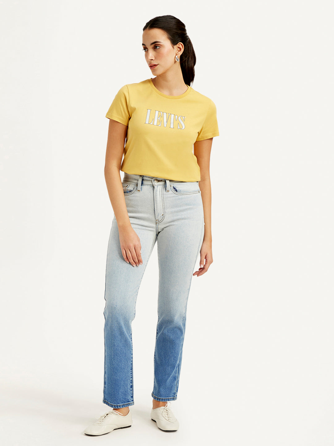 Women's Blue Wedgie Straight Fit High Rise Jeans - Front View